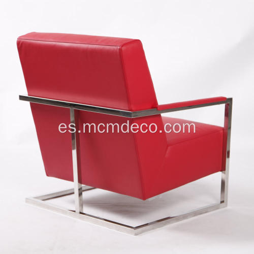 Elegante sillón de cuero moderno con marco de acero inoxidable